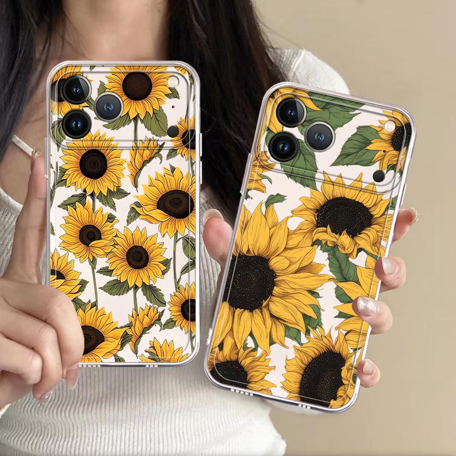 Phone Accessories Kiosk - Custodia Trasparente con Motivo Girasole Carino